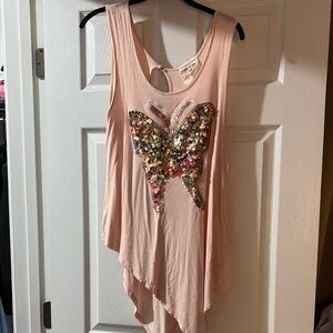 Sequin Butterfly Pink Top